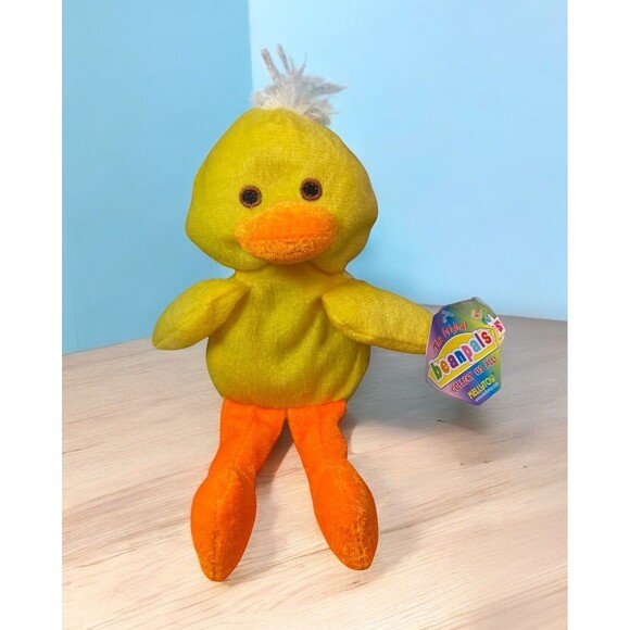 Kellytoy Bean Pals Yellow Duck Chick Plush 8” Stuffed Animal Toy NEW NWT - Picture 1 of 14